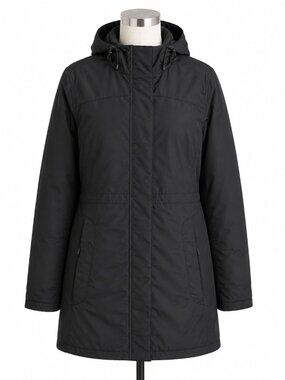 L.L.Bean Winter Warmer Women's 1X Black Insulated Hooded Coat Plus Size